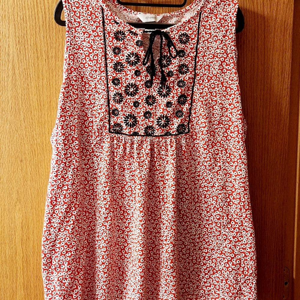 CJ Banks FLORAL Sleeveless Blouse 1x Plus sz